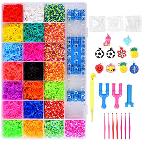 Volance DIY Pulseras Gomas, Gomas Para Pulseras de Colores 22 Colores + Muchos Pequeños Accesorios, los Mejores Regalos 4400