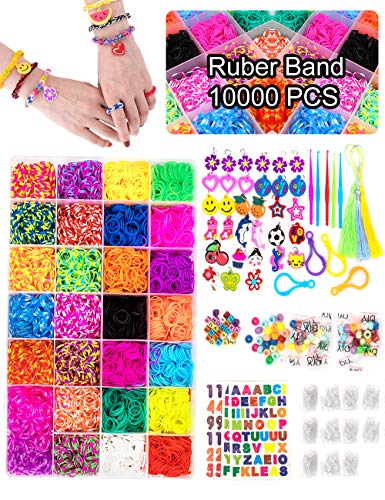 Volance DIY Pulseras Gomas, Gomas Para Pulseras de Colores 28 Colores + Muchos Pequeños Accesorios, los Mejores Regalos 10000