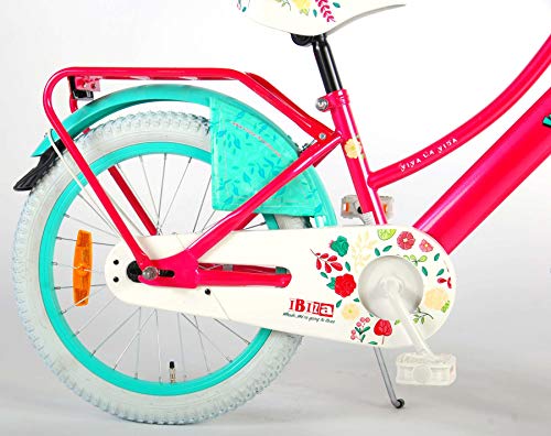 Volare Bicicleta infantil Ibiza de 18 pulgadas, color rosa, freno de contrapedal, portaequipajes Volare Bicicleta infantil Ibiza de 18 pulgadas, color rosa, freno de contrapedal, portaequipajes
