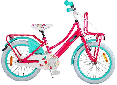 Volare Bicicleta infantil Ibiza de 18 pulgadas, color rosa, freno de contrapedal, portaequipajes