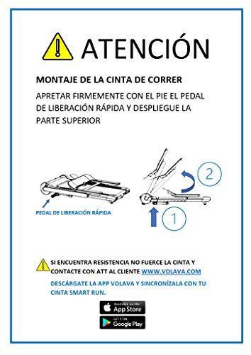 VOLAVA Smart Run Cinta de Correr. Compacta y Plegable. De 1 a 20km/h. Superficie de 45x130cm. Uso doméstico. 10 programas Entrenamiento. Clases de Running virtuales bajo suscripción. VOLAVA Smart Run Cinta de Correr. Compacta y Plegable. De 1 a 20km/h. Superficie de 45x130cm. Uso doméstico. 10 programas Entrenamiento. Clases de Running virtuales bajo suscripción.