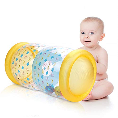 Volwco Baby Roller Rodillo Inflable Recién Nacido con Bola De Campana para Gatear Y Pararse Ejercicio Y Entrenamiento Pasos para Bebés Roller Musical -Amarillo