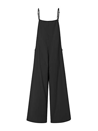 VONDA - Mono para mujer, ideal para el verano, de estilo informal, corte holgado, peto con tirantes finos, perneras anchas VONDA - Mono para mujer, ideal para el verano, de estilo informal, corte holgado, peto con tirantes finos, perneras anchas
