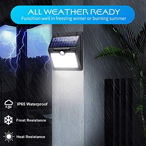 VOOE Luz Solar Exterior 97 LED [4 Pack / 3 Modos / 2200mAh] Foco Solar con Sensor de Movimiento Luces Solares para Exteriores Impermeable IP65 Lámpara Solar de Seguridad Inalámbricas para Jardín