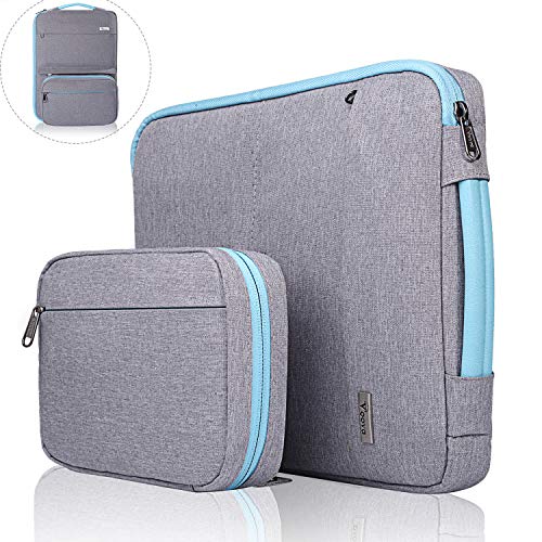 Voova 13 13.3 13.5 Pulgadas Funda Portátil,Bolsillo de Accesorios para Funda Ordenador Portátil,Compatible con Chromebook,MacBook Pro/MacBook Air 13"/ M1,2020,Surface Book 2,XPS 13,Gris Claro