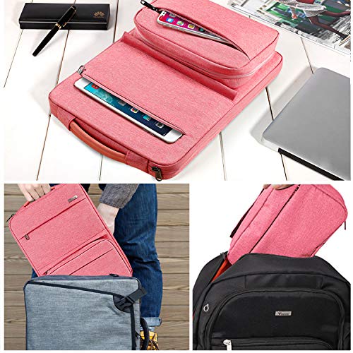 Voova 14 15 15.6 Pulgadas Funda Portátil con Bolsillo de Accesorios,Diseño Especial Impermeable Funda Protectora,para MacBook Pro Retina 15",Chromebook,XPS 15”,Surface Laptop 3, para Señora, Rosado