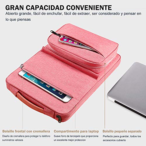 Voova 14 15 15.6 Pulgadas Funda Portátil con Bolsillo de Accesorios,Diseño Especial Impermeable Funda Protectora,para MacBook Pro Retina 15",Chromebook,XPS 15”,Surface Laptop 3, para Señora, Rosado