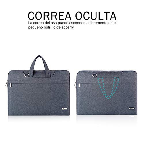 Voova 15 15.6 14 Pulgadas Funda Maletín Ordenador Portátiles Bolso Bandolera Impermeable para Portátil con Asa De Transporte para Macbook Pro Retina/Macbook Pro/Elit Book/XPS15/Chromebook /-Gris