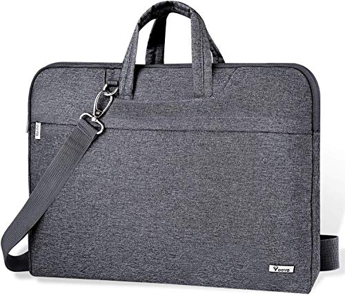 Voova 15 15.6 14 Pulgadas Funda Maletín Ordenador Portátiles Bolso Bandolera Impermeable para Portátil con Asa De Transporte para Macbook Pro Retina/Macbook Pro/Elit Book/XPS15/Chromebook /-Gris