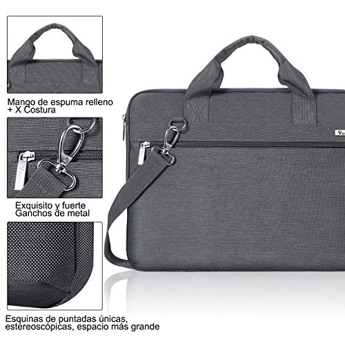 Voova 17.3 17 Pulgadas Funda Maletín de Ordenador Portatil, Upgrade Protectora Bandolera Bolso Multifuncional Delgado Compatible con Envy, Yoga ThinkPad, Chromebook, HP Acer, Hombre y Mujer, Gris