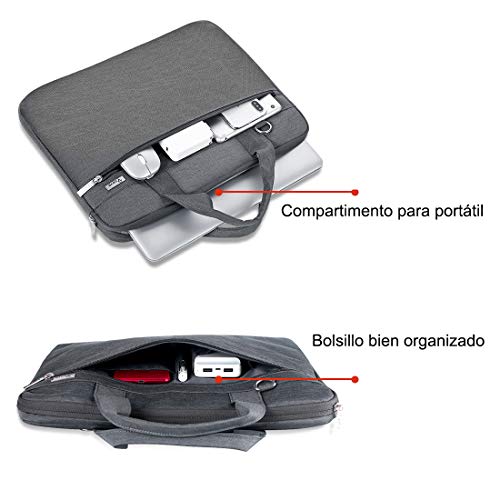 Voova 17.3 17 Pulgadas Funda Maletín de Ordenador Portatil, Upgrade Protectora Bandolera Bolso Multifuncional Delgado Compatible con Envy, Yoga ThinkPad, Chromebook, HP Acer, Hombre y Mujer, Gris