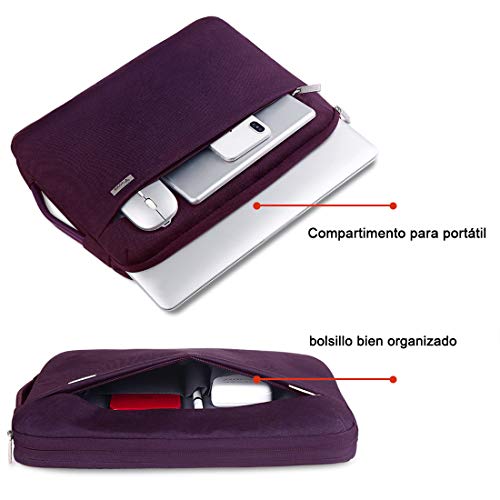 Voova Protectora de 360° Funda Portatil 14-15.6 Pulgada, Maletín Ordenador Compatible con 16" Macbook Pro 2020/15" Surface Book 3 2/XPS, Sleeve para HP Acer ASUS Chromebook con Asa, Morado