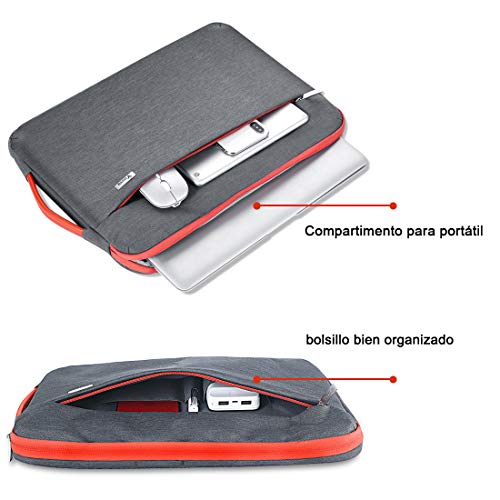 Voova Protectora de 360° Funda Portatil 14-15.6 Pulgada, Maletín Ordenador Compatible con 16" Macbook Pro 2020/15" Surface Book 3 2/XPS, Sleeve para HP Acer ASUS Chromebook con Asa, Gris