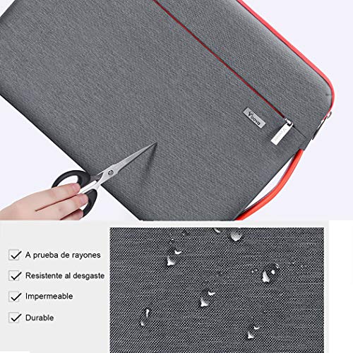 Voova Protectora de 360° Funda Portatil 14-15.6 Pulgada, Maletín Ordenador Compatible con 16" Macbook Pro 2020/15" Surface Book 3 2/XPS, Sleeve para HP Acer ASUS Chromebook con Asa, Gris