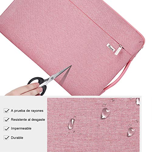 Voova Protectora de 360° Funda Portatil 14-15.6 Pulgada, Maletín Ordenador Compatible con 16" Macbook Pro 2020/15" Surface Book 3 2/XPS, Sleeve para HP Acer ASUS Chromebook con Asa, Rosado