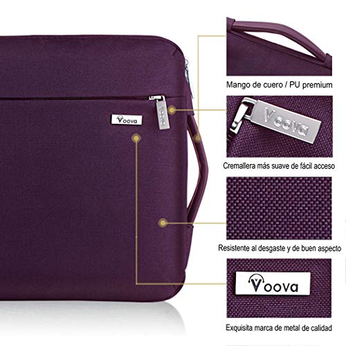 Voova Protectora de 360° Funda Portatil 14-15.6 Pulgada, Maletín Ordenador Compatible con 16" Macbook Pro 2020/15" Surface Book 3 2/XPS, Sleeve para HP Acer ASUS Chromebook con Asa, Morado