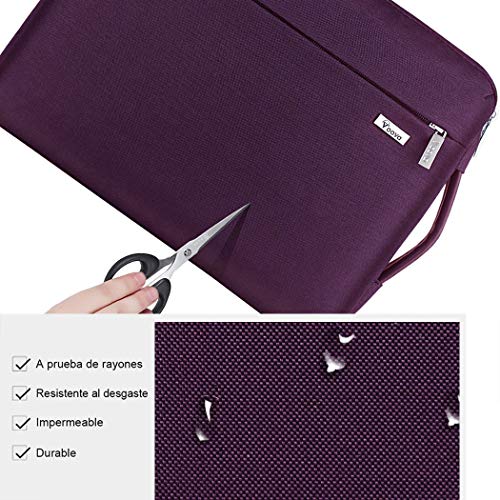 Voova Protectora de 360° Funda Portatil 14-15.6 Pulgada, Maletín Ordenador Compatible con 16" Macbook Pro 2020/15" Surface Book 3 2/XPS, Sleeve para HP Acer ASUS Chromebook con Asa, Morado