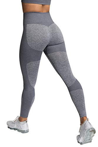 Voqeen Camisola y Pantalones de Yoga de Punto Sin Costuras para Mujer, Mallas Elásticas de Cintura Alta, Mallas para Correr, Deporte, Gimnasio, Entrenamiento