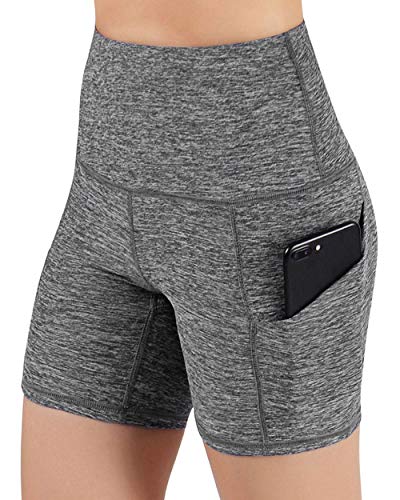 Voqeen Pantalones Cortos Sin Cordones para Mujer Cintura Alta Control De Barriga Entrenamiento Yoga Pantalones Cortos para Correr Cómodos Leggings Bolsillos Laterales