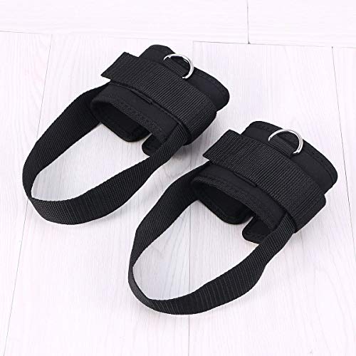 VORCOOL 2 correas de tobillo acolchadas con anillo en D para gimnasia, entrenamiento, máquinas de cables, glúteos y ejercicios de piernas (negro)