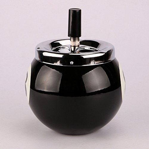 VORCOOL Cenicero de bola de billar de metal con número 8 para interior y exterior (negro) VORCOOL Cenicero de bola de billar de metal con número 8 para interior y exterior (negro)