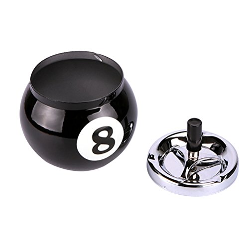 VORCOOL Cenicero de bola de billar de metal con número 8 para interior y exterior (negro) VORCOOL Cenicero de bola de billar de metal con número 8 para interior y exterior (negro)