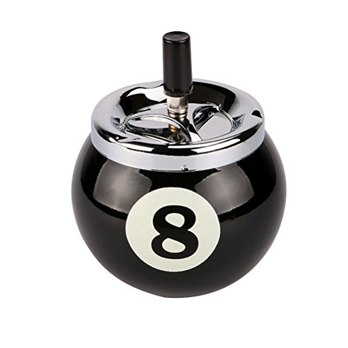 VORCOOL Cenicero de bola de billar de metal con número 8 para interior y exterior (negro) VORCOOL Cenicero de bola de billar de metal con número 8 para interior y exterior (negro)