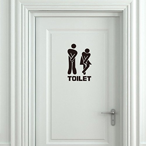 VORCOOL Etiqueta de la Pared del WC Divertido Hombre Mujer Etiqueta Engomada de Baño Extraíble