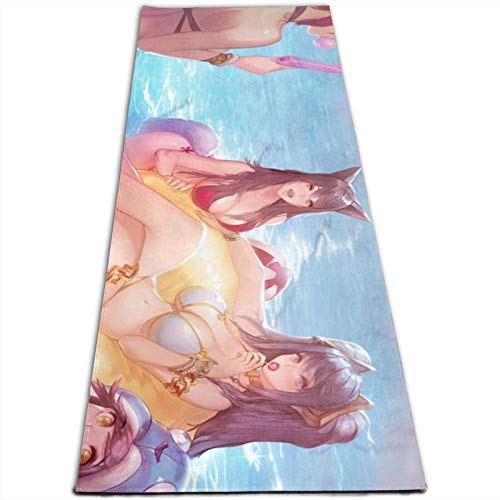 VOROY Esterilla de yoga para niñas, con diseño de anime L-O-L antideslizante y bolsa de malla de yoga para yoga, uso en el hogar, accesorios deportivos 61 x 180 cm