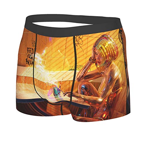 VOROY Men Boxer Briefs Camo Medium Code, Cyberpunk Digital Art Kekekekekeke K Sunlight Graffiti Smoking ,Briefs For Male Soft Breathable Comfortable Stretch Underwear