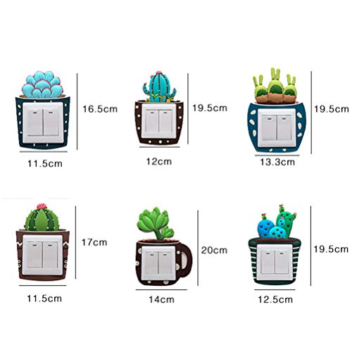 VOSAREA 5pcs Vinilos para Interruptores de la Luz en Forma de Cactus Pegatinas Decorativas de Pared para Habitacion (Patrón Aleatorio)