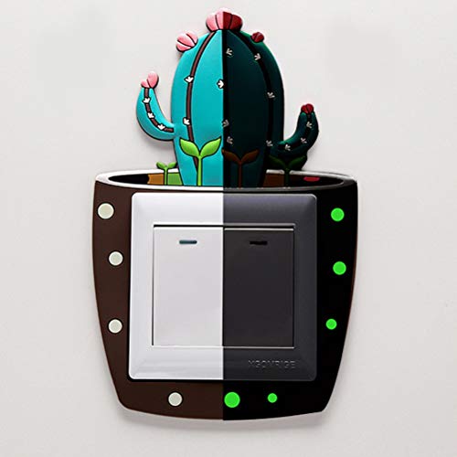 VOSAREA 5pcs Vinilos para Interruptores de la Luz en Forma de Cactus Pegatinas Decorativas de Pared para Habitacion (Patrón Aleatorio)