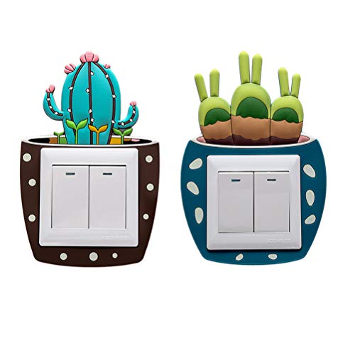 VOSAREA 5pcs Vinilos para Interruptores de la Luz en Forma de Cactus Pegatinas Decorativas de Pared para Habitacion (Patrón Aleatorio)