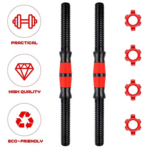 VOSAREA Juego de 2 agarres de mancuernas para levantamiento de pesas Spinlock ajustables con rosca para entrenamiento de fuerza, deporte, entrenamiento, gimnasio, 50 cm VOSAREA Juego de 2 agarres de mancuernas para levantamiento de pesas Spinlock ajustables con rosca para entrenamiento de fuerza, deporte, entrenamiento, gimnasio, 50 cm