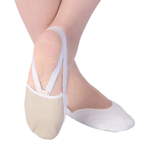 Vosarea Zapato de Ballet contemporáneo con Suela de Media Suela de Zapato para Bailarinas de Ballet y competición de Gimnasia rítmica (Color de Piel, Talla M 36-37)