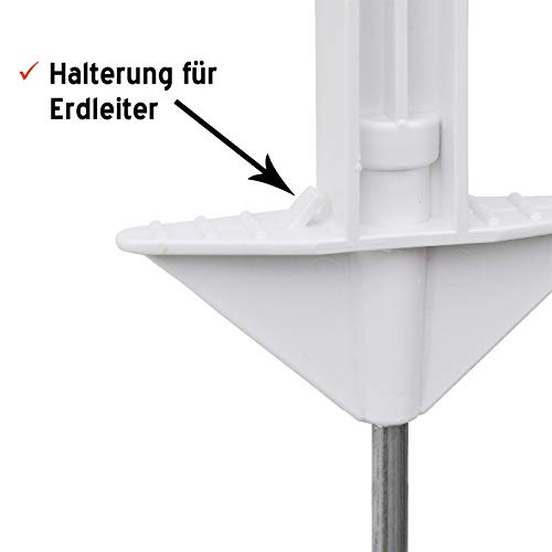 VOSS.farming 20x Poste para Pastor eléctrico, Largo 74cm, 7 Ojales para Hilo y Cinta conductora, Blanco