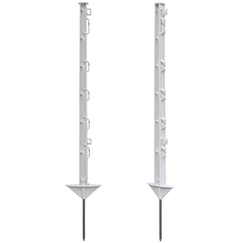 VOSS.farming 20x Poste para Pastor eléctrico, Largo 74cm, 7 Ojales para Hilo y Cinta conductora, Blanco