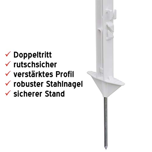 VOSS.farming 20x Poste para Pastor eléctrico, Largo 74cm, 7 Ojales para Hilo y Cinta conductora, Blanco