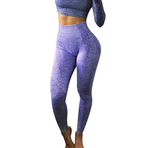 VPASS Mujer Pantalones,Mallas Mujer Fitness Elásticos Mallas Moda Pantalones Color sólido Largos Pantalones Secado rapido Gym Yoga Slim Fit Pants Leggings Cintura Alta Deportivos Pantalon