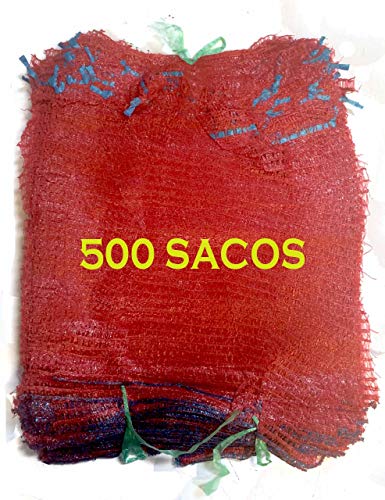 VRYSAC - 500 sacos malla raschel rojo, con cerrador, para 5kg de naranjas, cebollas o limones, caben unos 3kg de nueces