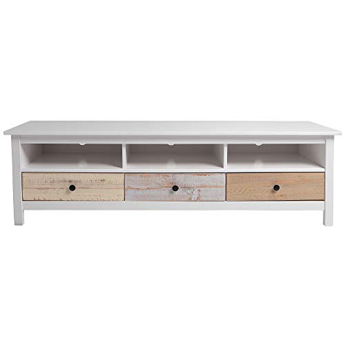 VS Venta-stock Mueble TV Magda Color Blanco/Multicolor, Madera de Pino Macizo, Frontales de Colores VS Venta-stock Mueble TV Magda Color Blanco/Multicolor, Madera de Pino Macizo, Frontales de Colores