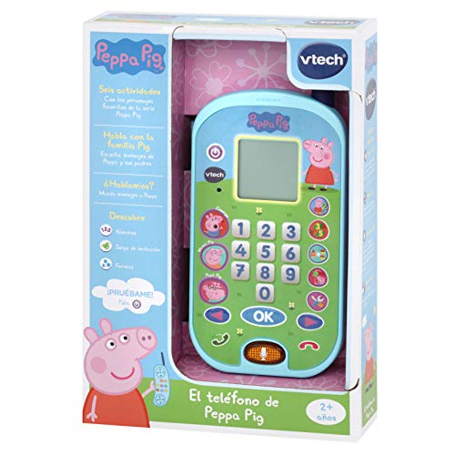 VTech - El teléfono de Peppa Pig, Móvil electrónico interactivo que simula una conversación telefónica, Voces de todos los personajes de la familia, actividades y animaciones (3480-523122) VTech - El teléfono de Peppa Pig, Móvil electrónico interactivo que simula una conversación telefónica, Voces de todos los personajes de la familia, actividades y animaciones (3480-523122)