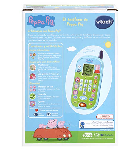 VTech - El teléfono de Peppa Pig, Móvil electrónico interactivo que simula una conversación telefónica, Voces de todos los personajes de la familia, actividades y animaciones (3480-523122) VTech - El teléfono de Peppa Pig, Móvil electrónico interactivo que simula una conversación telefónica, Voces de todos los personajes de la familia, actividades y animaciones (3480-523122)