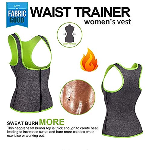 WABISABI DREAMS Chaleco Neopreno Sauna, Faja Adelgazante Mujer, Compresion Reductora para Conseguir una Sudoración efectiva para Deporte Fitness Gris (L)