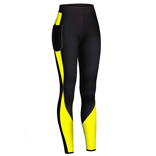 WABISABI DREAMS Pantalon Neopreno Sauna, Leggins Reductores Adelgazantes Anticeluliticos Cintura Alta, Mallas Fitness Push Up consigue una Sudoración efectiva en Fitness Negro Banda Amarilla (XL) WABISABI DREAMS Pantalon Neopreno Sauna, Leggins Reductores Adelgazantes Anticeluliticos Cintura Alta, Mallas Fitness Push Up consigue una Sudoración efectiva en Fitness Negro Banda Amarilla (XL)