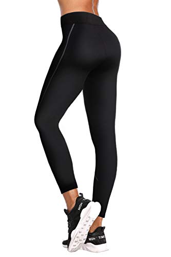 WABISABI DREAMS Pantalon Neopreno Sauna, Leggins Reductores Adelgazantes, Leggins Anticeluliticos Cintura Alta, Mallas Fitness Push Up consigue una Sudoración efectiva en Deporte Fitness Negro (XL)