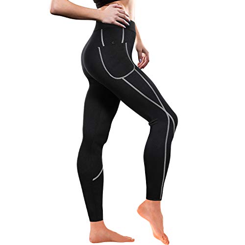 WABISABI DREAMS Pantalon Neopreno Sauna, Leggins Reductores Adelgazantes, Leggins Anticeluliticos Cintura Alta, Mallas Fitness Push Up consigue una Sudoración efectiva en Deporte Fitness Negro (XL)