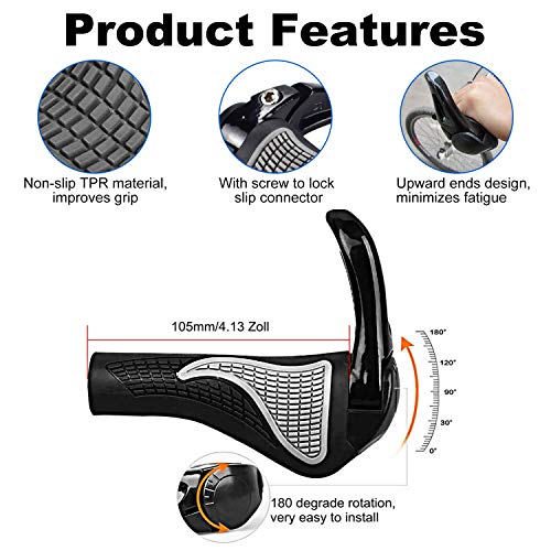 Wafly Puños Bicicleta Ergonomicos con Máscara, 2PCS Puños para Bicicleta de Montaña Antideslizante Aluminio Caucho Bike Agarre para Bicicleta Moto Montaña MTB BMX Plegable Bicicleta (22mm)-Negro Wafly Puños Bicicleta Ergonomicos con Máscara, 2PCS Puños para Bicicleta de Montaña Antideslizante Aluminio Caucho Bike Agarre para Bicicleta Moto Montaña MTB BMX Plegable Bicicleta (22mm)-Negro