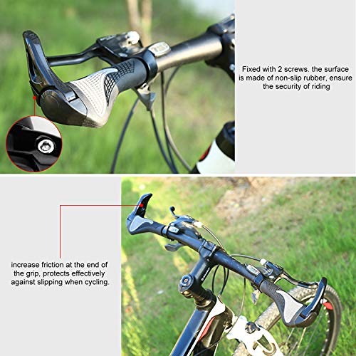 Wafly Puños Bicicleta Ergonomicos con Máscara, 2PCS Puños para Bicicleta de Montaña Antideslizante Aluminio Caucho Bike Agarre para Bicicleta Moto Montaña MTB BMX Plegable Bicicleta (22mm)-Negro