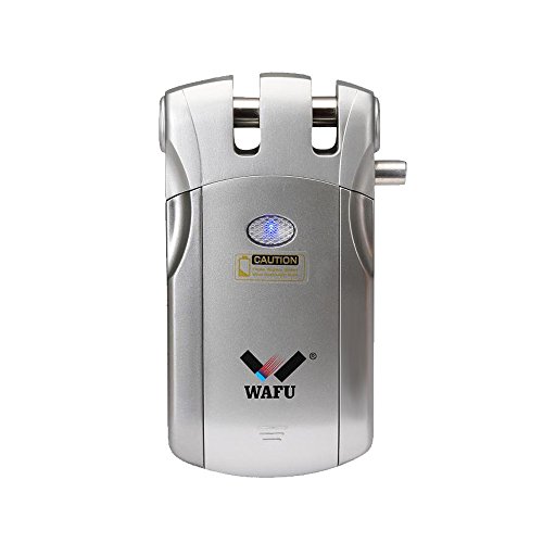 WAFU WF-018U Cerradura Electronica Invisible, Cerradura Invisible, Diseño de Sin Agujero, Método de Bloqueo de Tigre, con 4 Control Remotos, Plata